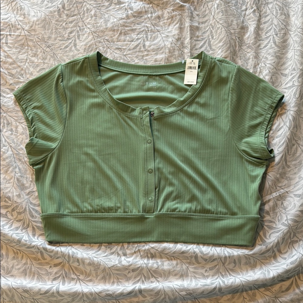 Aerie Green Ribbed Crop Top